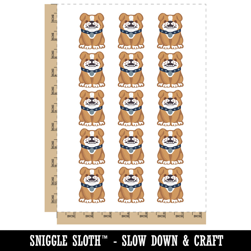 Smiling Bulldog Puppy Temporary Tattoo Water Resistant Fake Body Art Set Collection (1 Sheet)