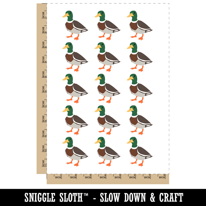 Standing Mallard Duck Temporary Tattoo Water Resistant Fake Body Art Set Collection (1 Sheet)