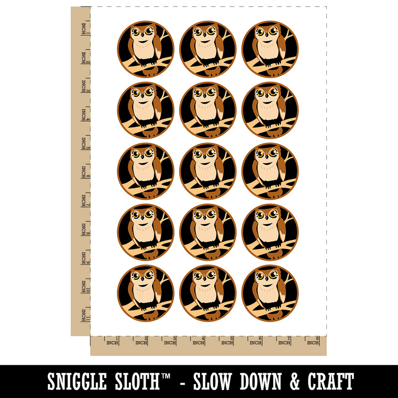 Wise Old Owl Sitting on Branch Temporary Tattoo Water Resistant Fake Body Art Set Collection (1 Sheet)