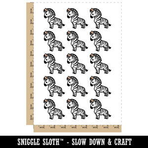 Cartoon Zebra Temporary Tattoo Water Resistant Fake Body Art Set Collection (1 Sheet)