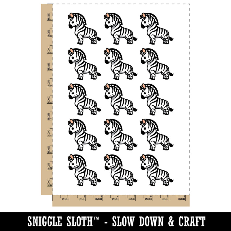 Cartoon Zebra Temporary Tattoo Water Resistant Fake Body Art Set Collection (1 Sheet)