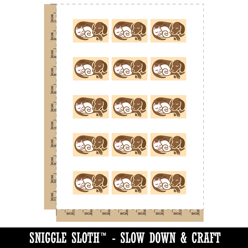 Dog and Cat Sleeping Temporary Tattoo Water Resistant Fake Body Art Set Collection (1 Sheet)