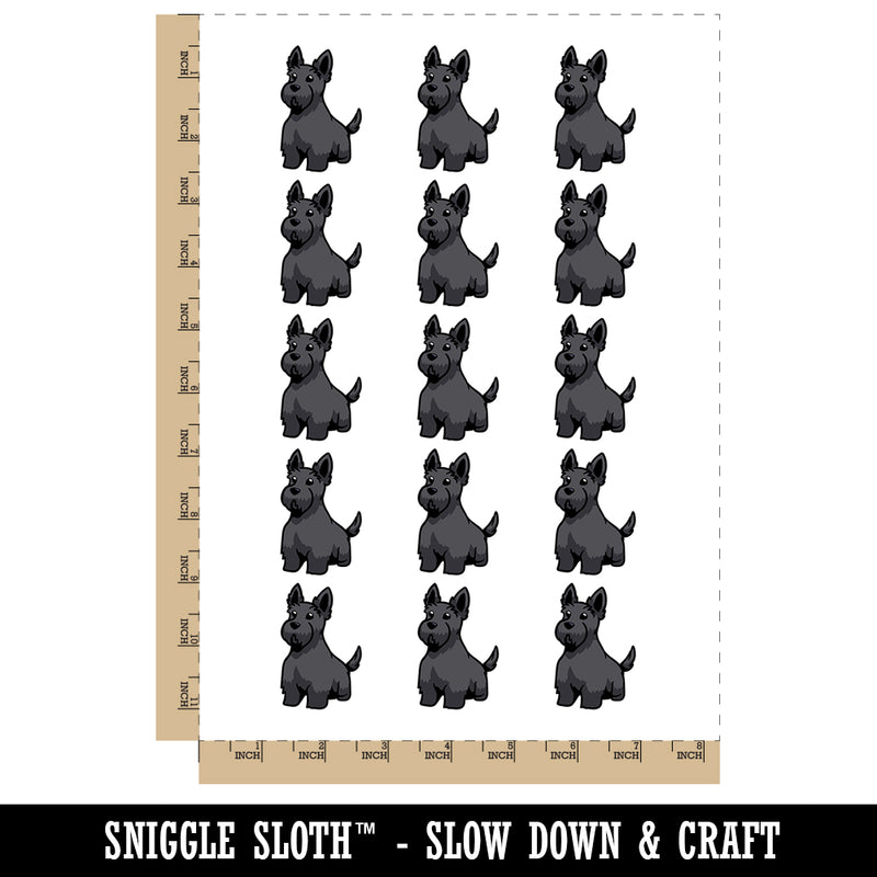 Scottish Terrier Dog Sitting Temporary Tattoo Water Resistant Fake Body Art Set Collection (1 Sheet)