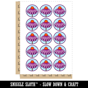 Coneflower Echinacea Temporary Tattoo Water Resistant Fake Body Art Set Collection (1 Sheet)