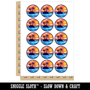Deserted Island in Ocean Temporary Tattoo Water Resistant Fake Body Art Set Collection (1 Sheet)