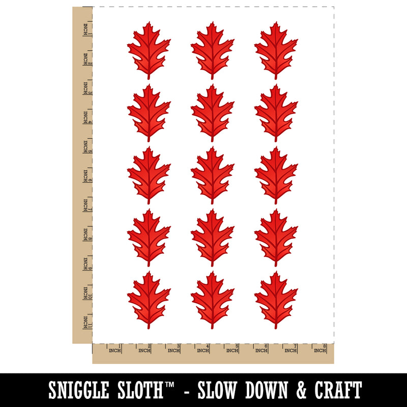 Red Oak Leaf Temporary Tattoo Water Resistant Fake Body Art Set Collection (1 Sheet)