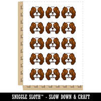 Cartoon Cavalier King Charles Spaniel Head Temporary Tattoo Water Resistant Fake Body Art Set Collection (1 Sheet)