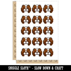 Cartoon Cavalier King Charles Spaniel Head Temporary Tattoo Water Resistant Fake Body Art Set Collection (1 Sheet)