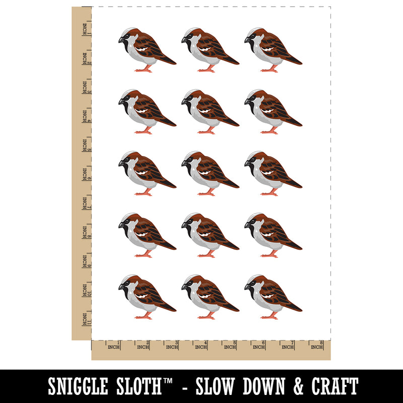 House Sparrow Little Bird Standing Temporary Tattoo Water Resistant Fake Body Art Set Collection (1 Sheet)