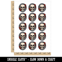 Skull and Roses Flowers Bones Temporary Tattoo Water Resistant Fake Body Art Set Collection (1 Sheet)