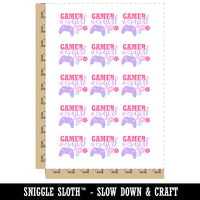 Gamer Girl with Controller Temporary Tattoo Water Resistant Fake Body Art Set Collection (1 Sheet)