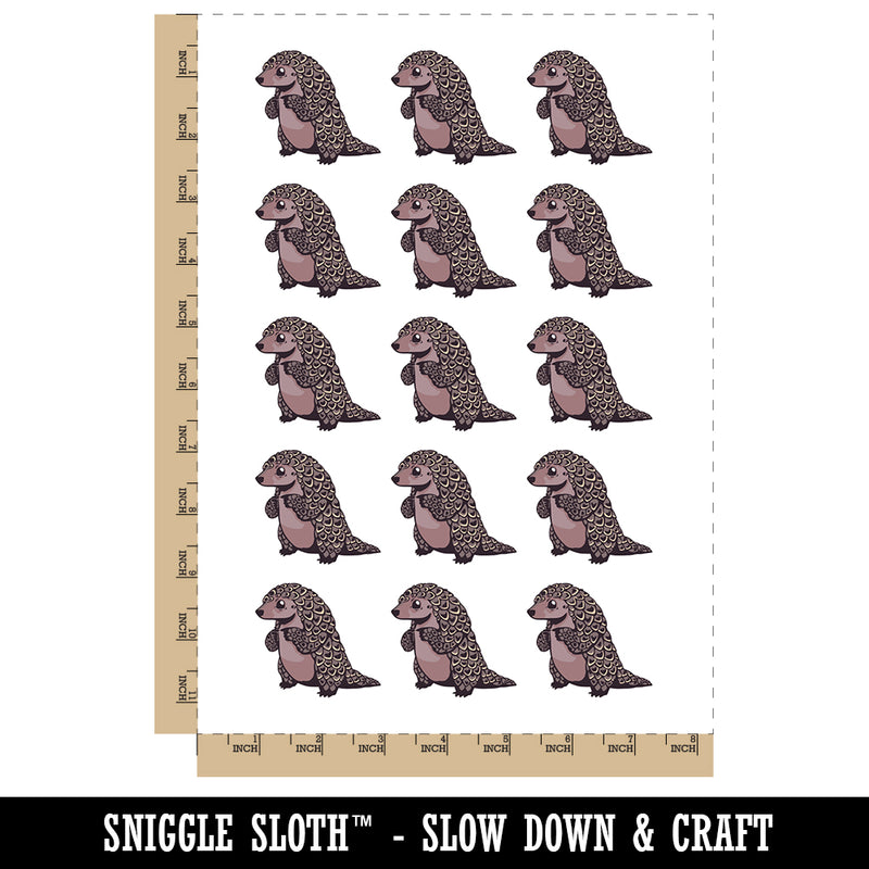 Cartoon Pangolin Endangered Species Standing Temporary Tattoo Water Resistant Fake Body Art Set Collection (1 Sheet)