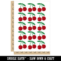 Pair of Cherries on Stem Cherry Fruit Temporary Tattoo Water Resistant Fake Body Art Set Collection (1 Sheet)