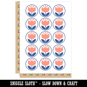 Scandinavian Bulbous Tulip Temporary Tattoo Water Resistant Fake Body Art Set Collection (1 Sheet)