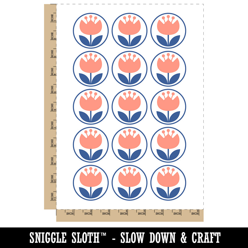 Scandinavian Bulbous Tulip Temporary Tattoo Water Resistant Fake Body Art Set Collection (1 Sheet)