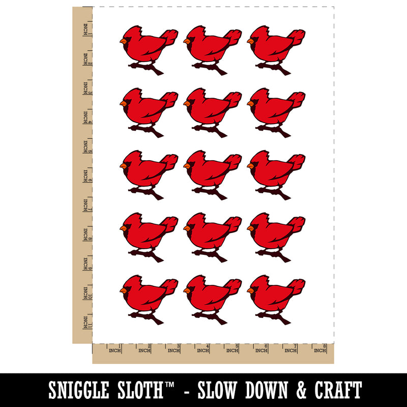 Winter Cardinal on Branch Temporary Tattoo Water Resistant Fake Body Art Set Collection (1 Sheet)