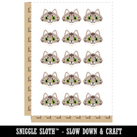 Fluffy Striped Tabby Cat Head Temporary Tattoo Water Resistant Fake Body Art Set Collection (1 Sheet)