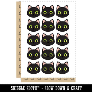 Simple Cat Head Icon Temporary Tattoo Water Resistant Fake Body Art Set Collection (1 Sheet)