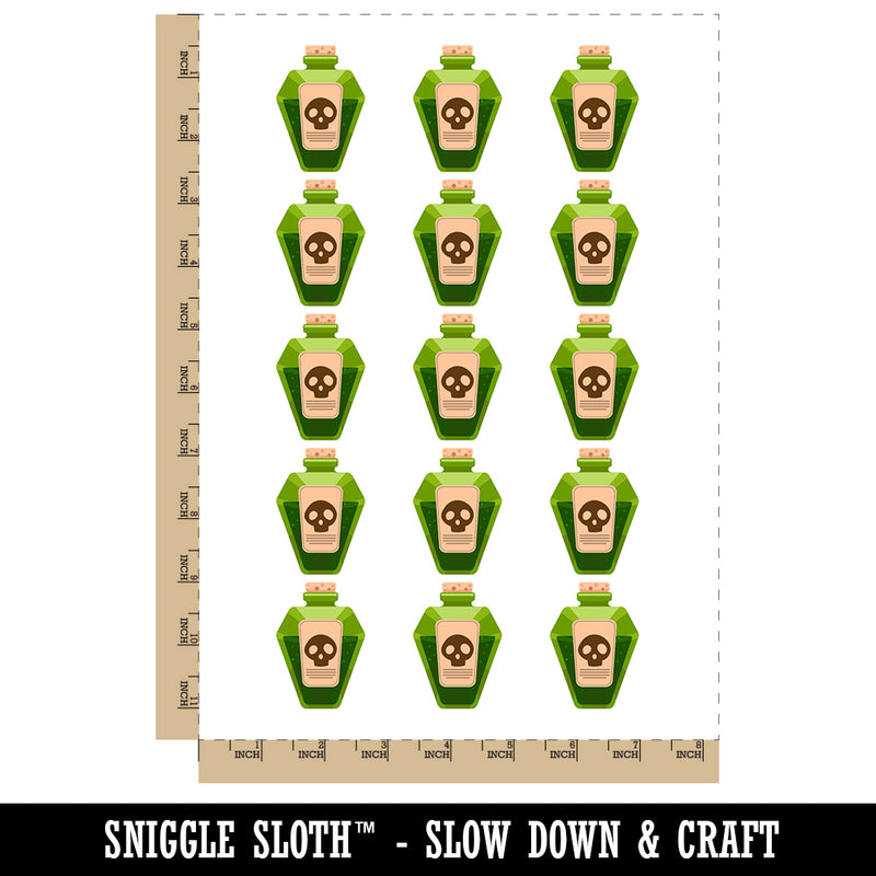Skull Potion Poison Bottle Temporary Tattoo Water Resistant Fake Body Art Set Collection (1 Sheet)