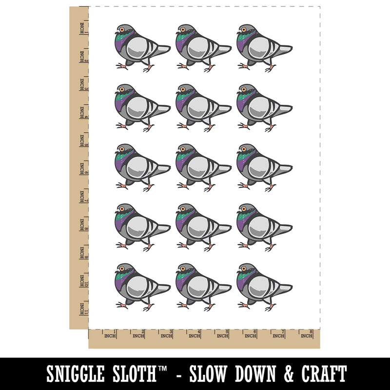 Strutting Common Rock Pigeon Bird Temporary Tattoo Water Resistant Fake Body Art Set Collection (1 Sheet)