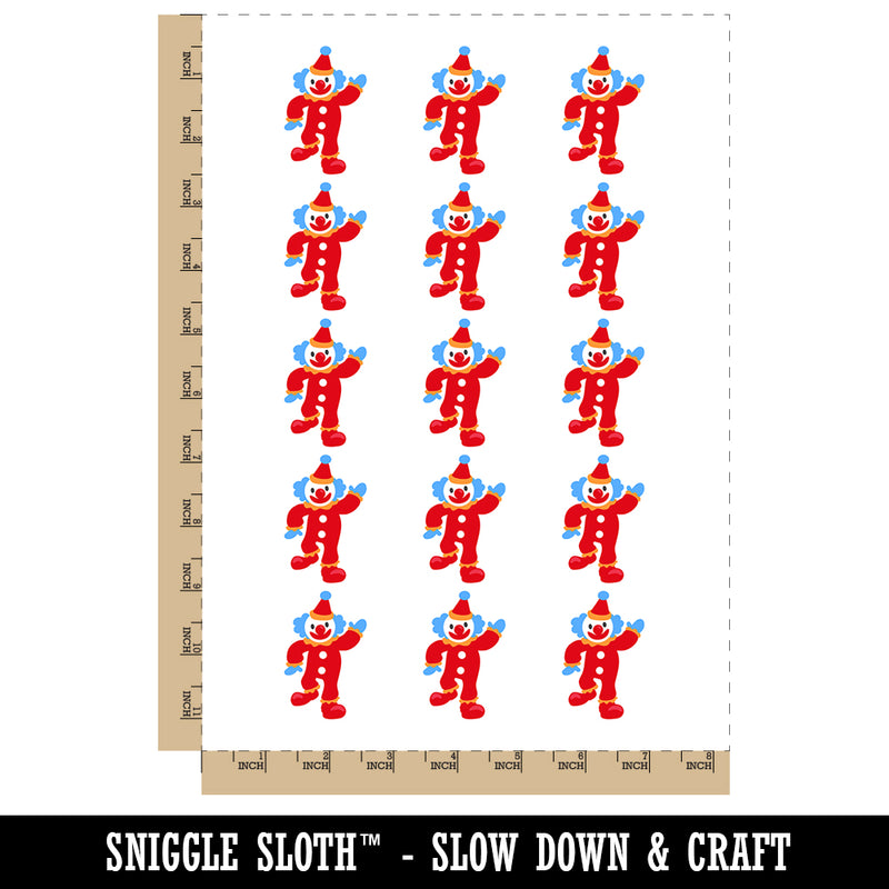 Waving Clown Circus Carnival Temporary Tattoo Water Resistant Fake Body Art Set Collection (1 Sheet)