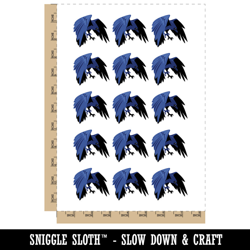 Bird Crow Raven Flying Landing Temporary Tattoo Water Resistant Fake Body Art Set Collection (1 Sheet)