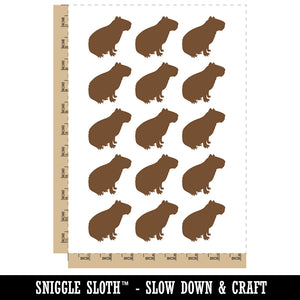 Capybara Rodent Silhouette Temporary Tattoo Water Resistant Fake Body Art Set Collection (1 Sheet)
