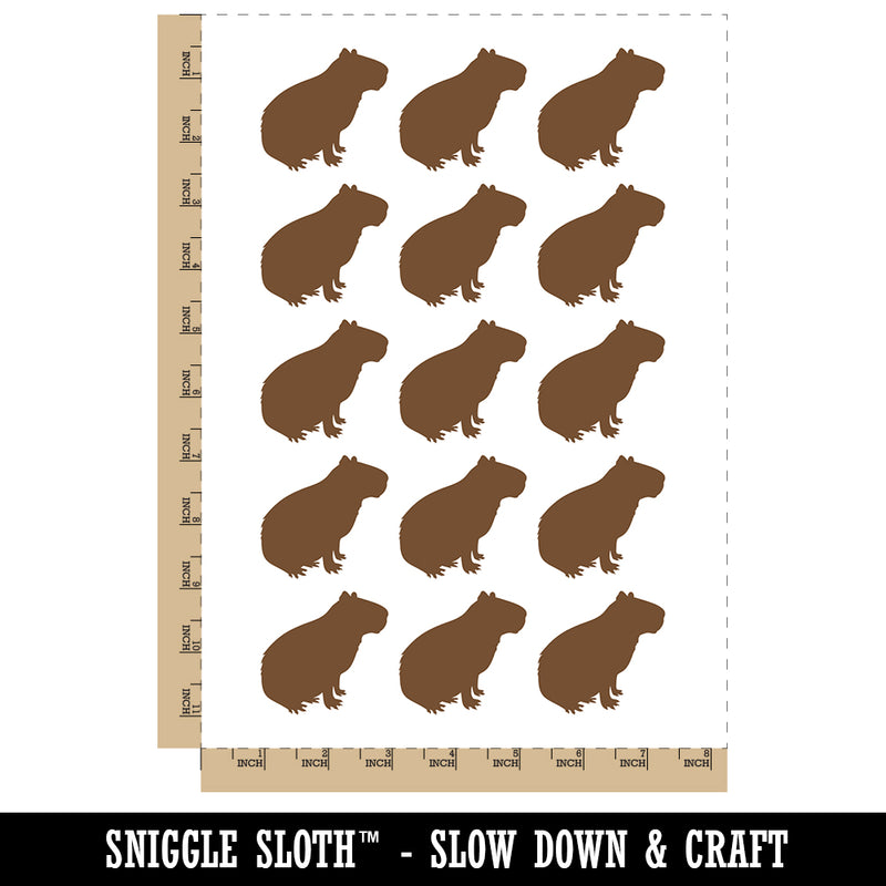 Capybara Rodent Silhouette Temporary Tattoo Water Resistant Fake Body Art Set Collection (1 Sheet)