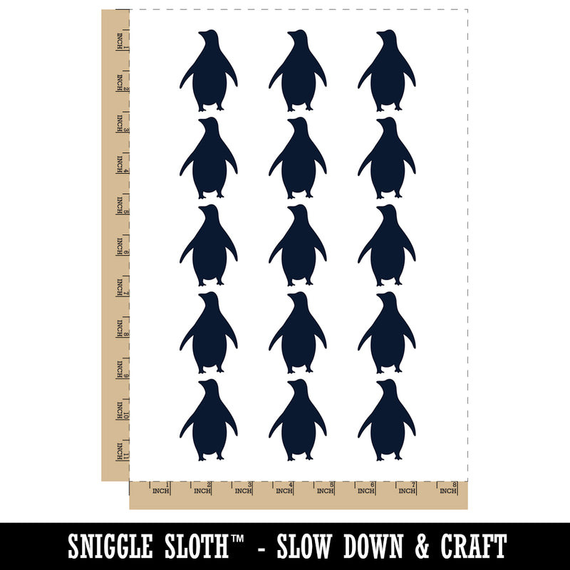 Chill Penguin Silhouette Temporary Tattoo Water Resistant Fake Body Art Set Collection (1 Sheet)