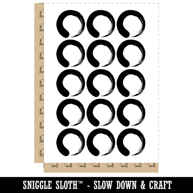 Enso Zen Buddhism Infinity Circle Temporary Tattoo Water Resistant Fake Body Art Set Collection (1 Sheet)