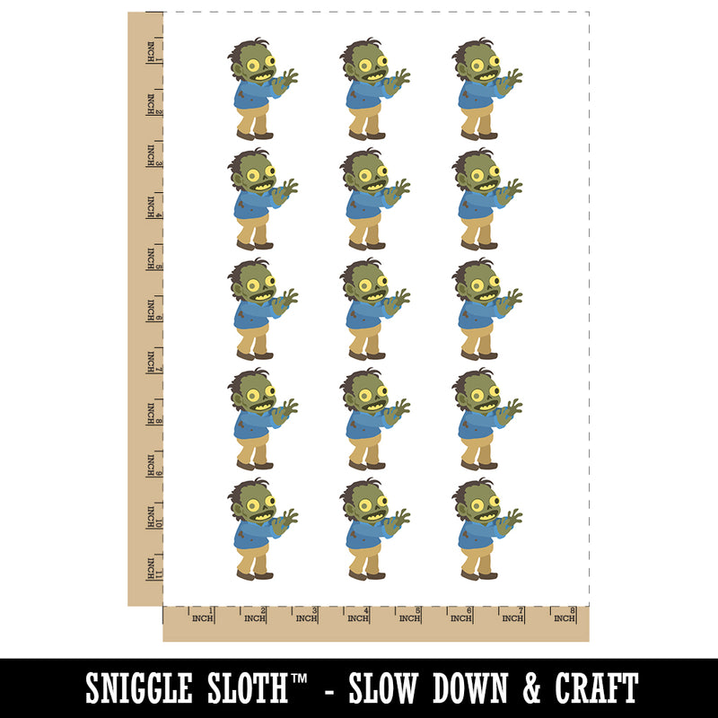 Happy Zombie Shambling Undead Monster Temporary Tattoo Water Resistant Fake Body Art Set Collection (1 Sheet)