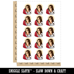 Disapproving Jesus Face Palm Temporary Tattoo Water Resistant Fake Body Art Set Collection (1 Sheet)