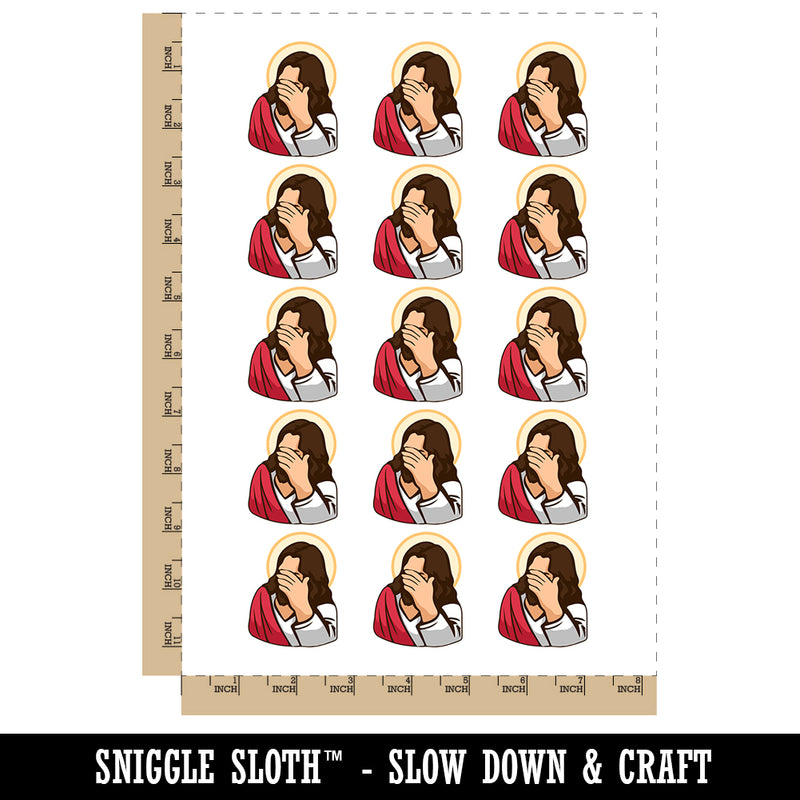 Disapproving Jesus Face Palm Temporary Tattoo Water Resistant Fake Body Art Set Collection (1 Sheet)