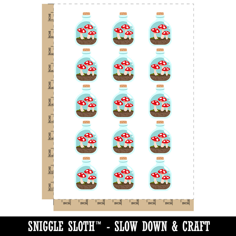 Glass Bottle Mushroom Dirt Terrarium Temporary Tattoo Water Resistant Fake Body Art Set Collection (1 Sheet)
