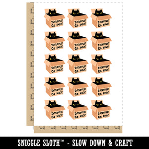 Introvert Cat In Box Temporary Tattoo Water Resistant Fake Body Art Set Collection (1 Sheet)