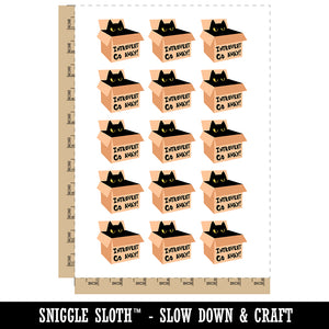 Introvert Cat In Box Temporary Tattoo Water Resistant Fake Body Art Set Collection (1 Sheet)