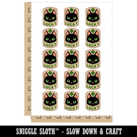 Lucky Black Cat with Clover Temporary Tattoo Water Resistant Fake Body Art Set Collection (1 Sheet)