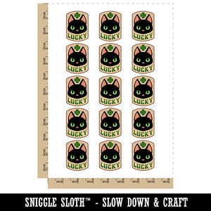 Lucky Black Cat with Clover Temporary Tattoo Water Resistant Fake Body Art Set Collection (1 Sheet)