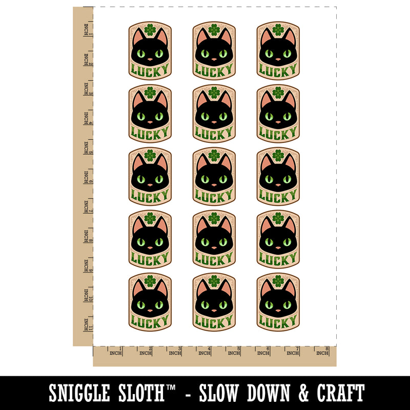 Lucky Black Cat with Clover Temporary Tattoo Water Resistant Fake Body Art Set Collection (1 Sheet)