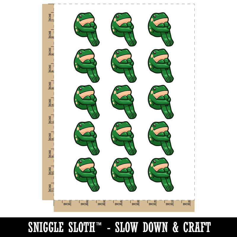 Patient Sitting Frog Temporary Tattoo Water Resistant Fake Body Art Set Collection (1 Sheet)