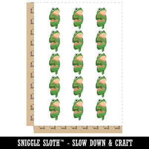 Pocket Frog Shy Toad Funny Temporary Tattoo Water Resistant Fake Body Art Set Collection (1 Sheet)