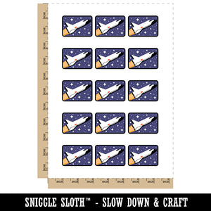 Space Shuttle Ship Flying Among Stars Temporary Tattoo Water Resistant Fake Body Art Set Collection (1 Sheet)
