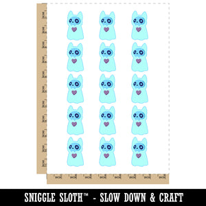 Spooky Ghost Cat Skull Heart Temporary Tattoo Water Resistant Fake Body Art Set Collection (1 Sheet)