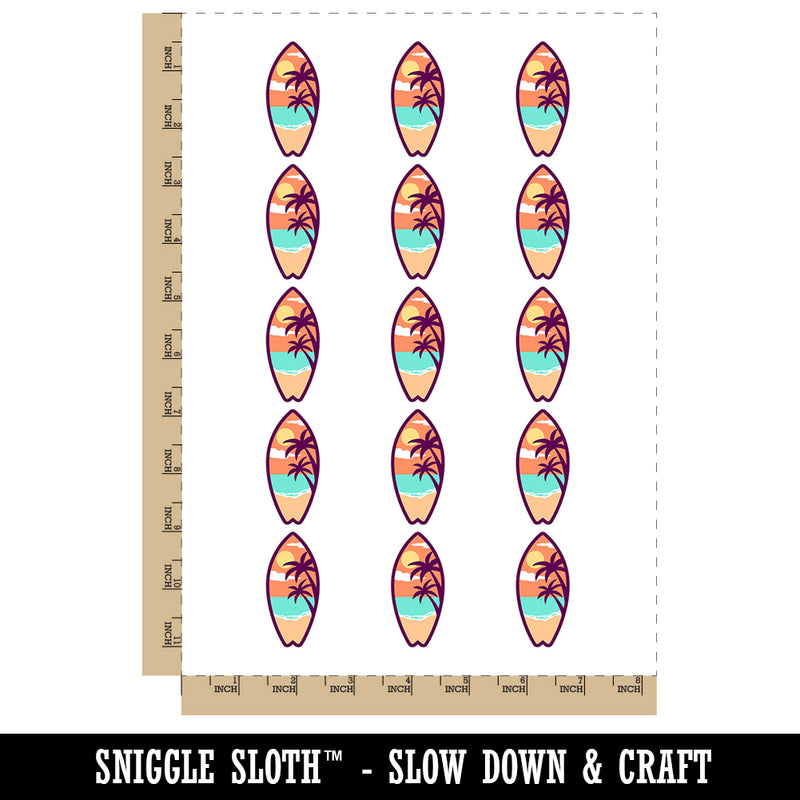 Tropical Beach Surfboard Hawaii Temporary Tattoo Water Resistant Fake Body Art Set Collection (1 Sheet)