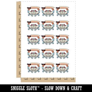 Angry Blue Crab with Knife Temporary Tattoo Water Resistant Fake Body Art Set Collection (1 Sheet)