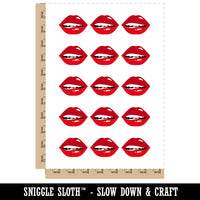 Juicy Red Lips Mouth Temporary Tattoo Water Resistant Fake Body Art Set Collection (1 Sheet)