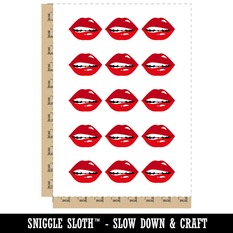 Juicy Red Lips Mouth Temporary Tattoo Water Resistant Fake Body Art Set Collection (1 Sheet)