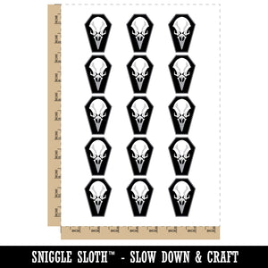 Raven Skull Coffin Goth Macabre Temporary Tattoo Water Resistant Fake Body Art Set Collection (1 Sheet)