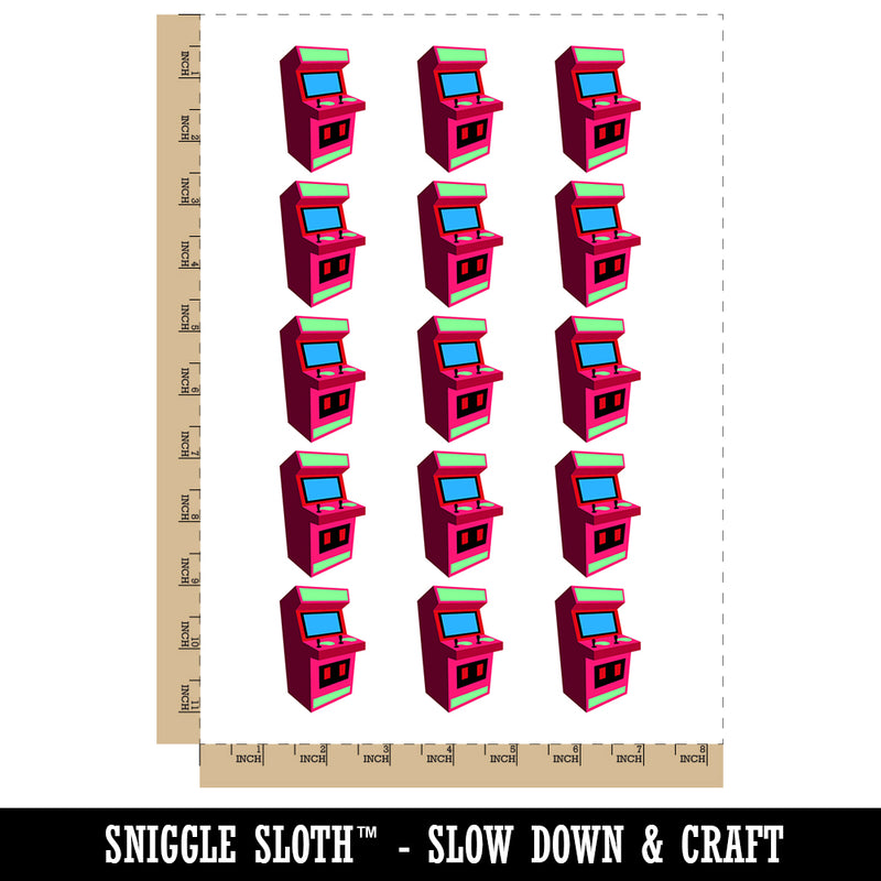 Arcade Retro Gaming Cabinet Temporary Tattoo Water Resistant Fake Body Art Set Collection (1 Sheet)