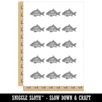 Carpe Diem Carp Fish Temporary Tattoo Water Resistant Fake Body Art Set Collection (1 Sheet)